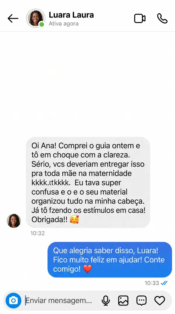 Mockup ilustrativo de depoimento em Direct do Instagram